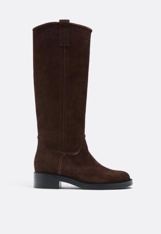 Botas de montar planas de piel