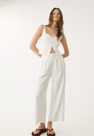Culotte con pinzas de mezcla de lino