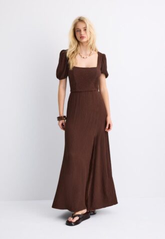 Vestido largo holgado con espalda cruzada Vestido largo holgado con espalda cruzada